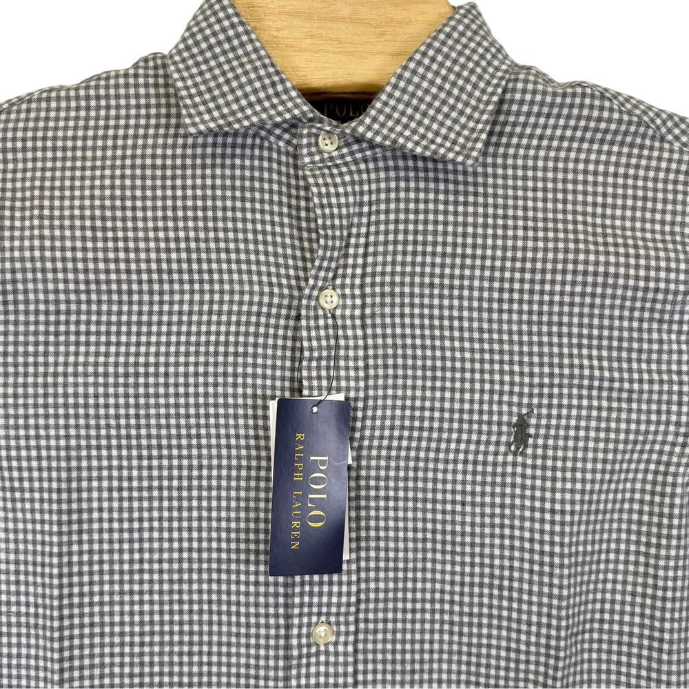 NEW Polo Ralph Lauren Button Down Mens Small Grey Gingham Classic Fit Shirt $125